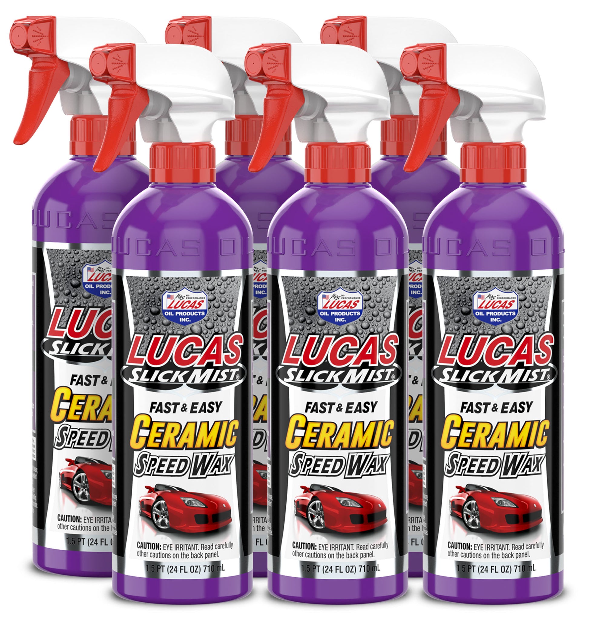 Lucas Oil Spray Wax - Slick Mist Ceramic Speed Wax - Exterior - 24 oz Spray Bottle - Set of 6