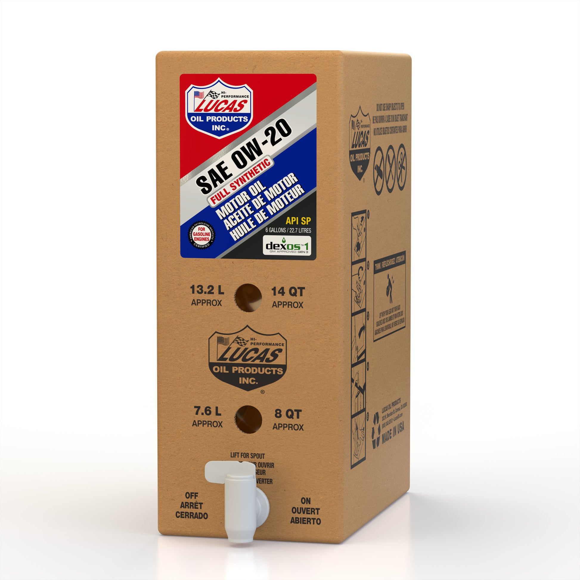 Lucas Oil Motor Oil - Fuel Saving - 0W20 - Synthetic - 6 gal Box - Each