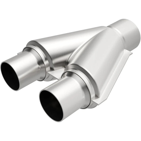 Magnaflow Perf Exhaust Exhaust Y-Pipe - 2.5 in Inlets - 2.5 in Outlet - Stainless - Natural - Universal - Each
