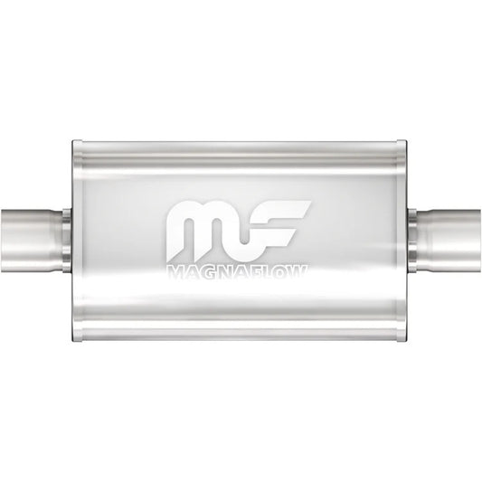 Magnaflow Perf Exhaust Muffler - 2.5 in Center Inlet - 2.5 in Center Outlet - 14 x 8 x 5 in Oval Body - 20 in Long -