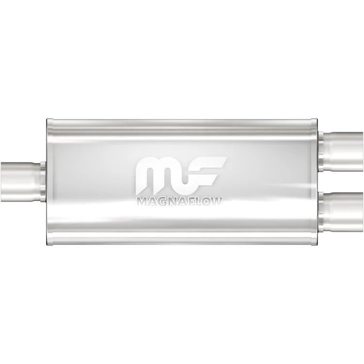 Magnaflow Perf Exhaust Muffler - 3 in Center Inlet - Dual 2.5 in Outlets - 18 x 8 x 5 in Oval Body - 24 in Long -