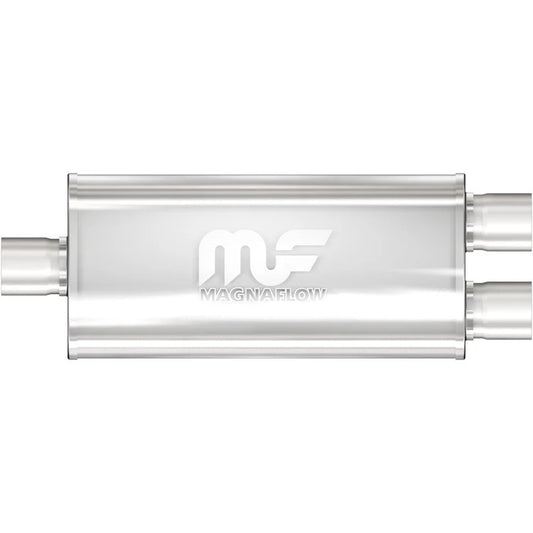 Magnaflow Perf Exhaust Muffler - 3 in Center Inlet - Dual 2.5 in Outlets - 18 x 8 x 5 in Oval Body - 24 in Long -