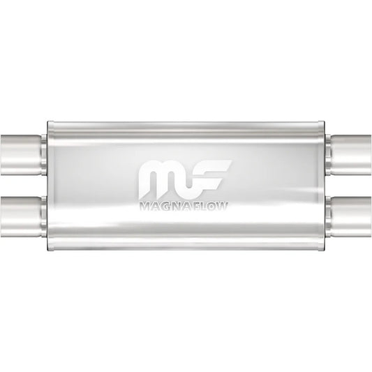 Magnaflow Perf Exhaust Muffler - Dual 2.5 in Inlets - Dual 2.5 in Outlets - 18 x 8 x 5 in Oval Body - 24 in Long -