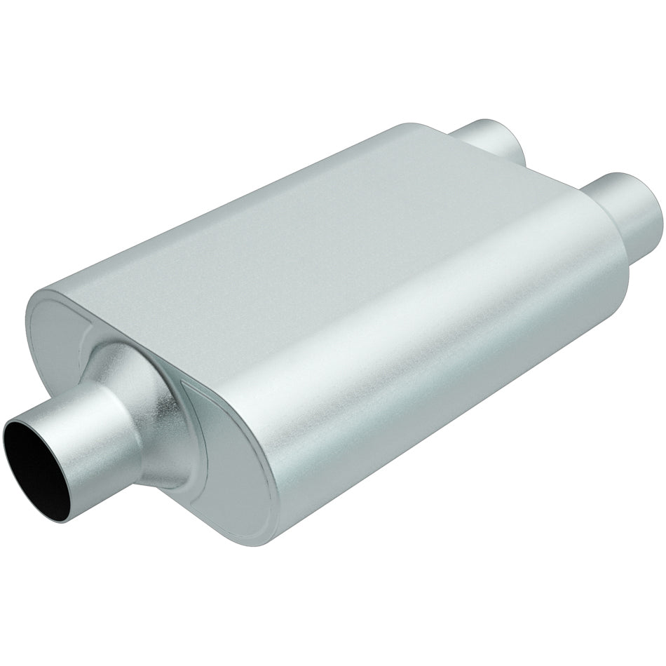 Magnaflow Perf Exhaust Muffler - Rumble - 3 in Center Inlet - Dual 2.25 in Outlet - 13 x 4.25 x 9.5 in Oval Body - 19