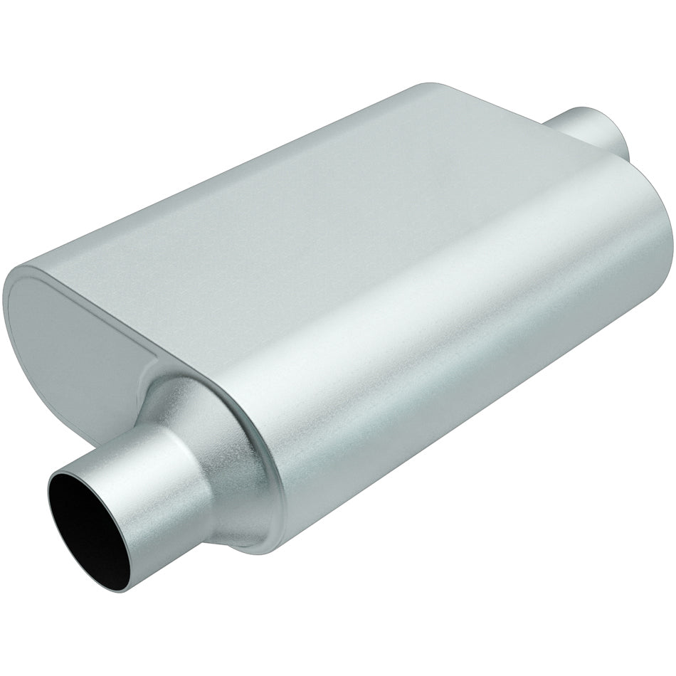 Magnaflow Perf Exhaust Muffler - Rumble - 3 in Offset Inlet - 3 in Center Outlet - 13 x 4.25 x 9.5 in Oval Body - 19