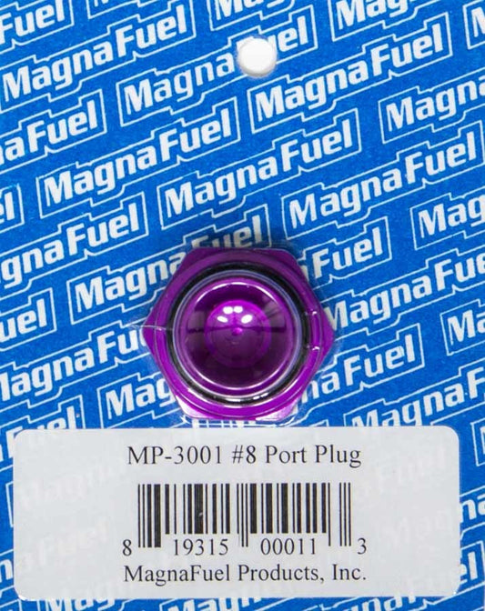 Magnafuel/Magnaflow Fuel Systems Fitting - Plug - 8 AN - O-Ring - Hex Head - Aluminum - Purple Anodized - Each