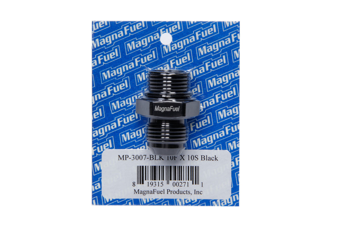 Magnafuel/Magnaflow Fuel Systems Fitting - Adapter - Straight - 10 AN Male to 10 AN Male O-Ring - Aluminum - Black