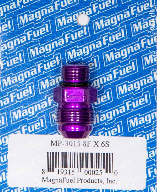 Magnafuel/Magnaflow Fuel Systems Fitting - Adapter - Straight - 8 AN Male to 6 AN Male O-Ring - Aluminum - Purple