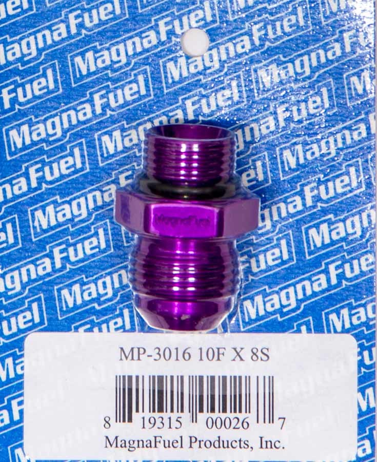 Magnafuel/Magnaflow Fuel Systems Fitting - Adapter - Straight - 10 AN Male to 8 AN Male O-Ring - Aluminum - Purple