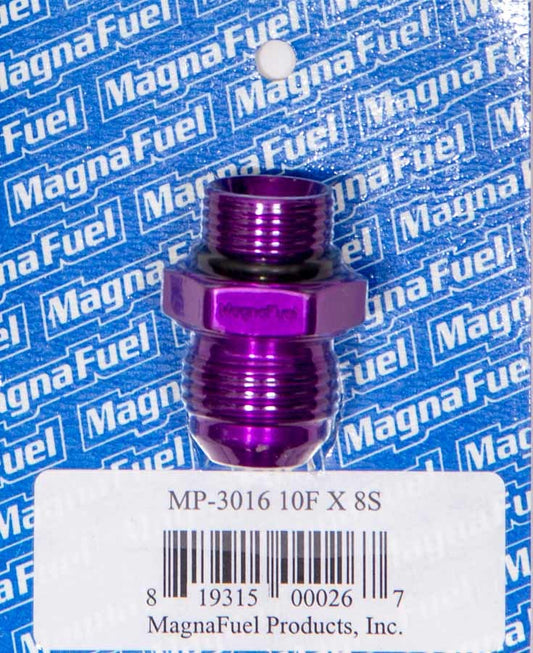 Magnafuel/Magnaflow Fuel Systems Fitting - Adapter - Straight - 10 AN Male to 8 AN Male O-Ring - Aluminum - Purple