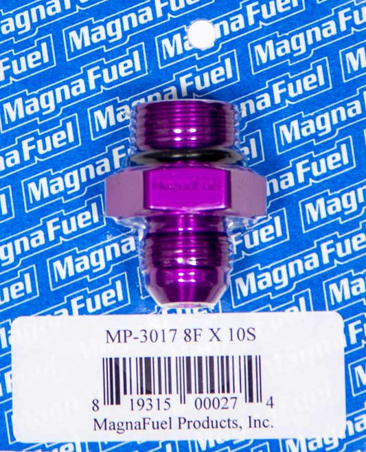 Magnafuel/Magnaflow Fuel Systems Fitting - Adapter - Straight - 8 AN Male to 10 AN Male O-Ring - Aluminum - Purple