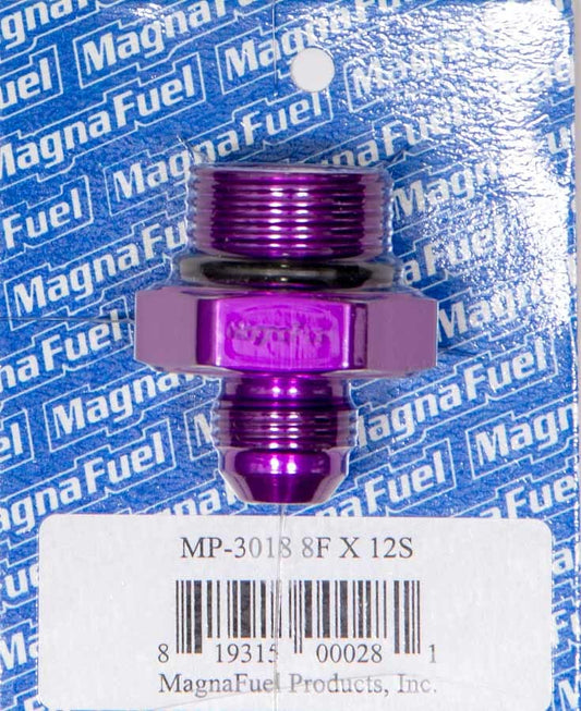 Magnafuel/Magnaflow Fuel Systems Fitting - Adapter - Straight - 8 AN Male to 12 AN Male O-Ring - Aluminum - Purple