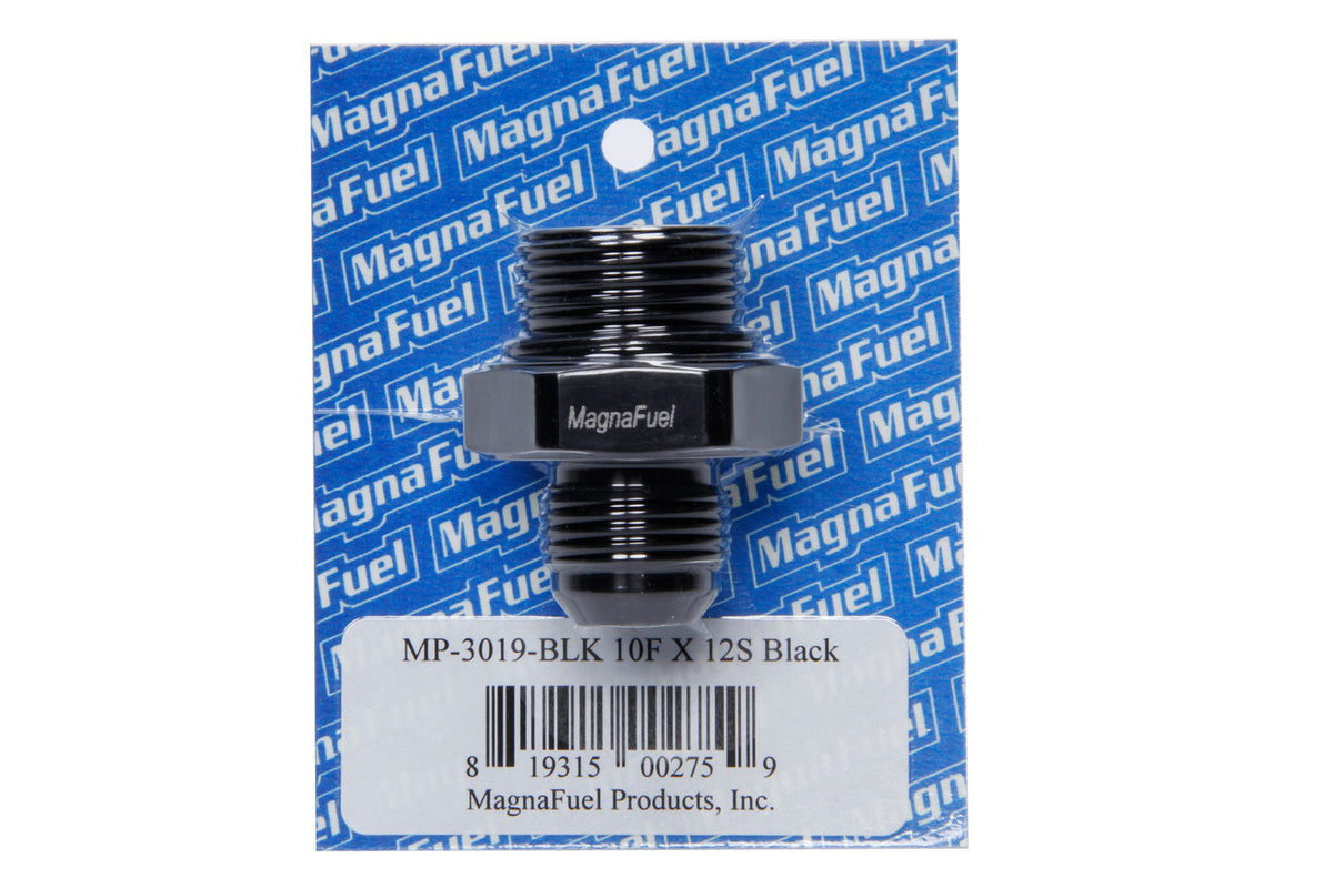 Magnafuel/Magnaflow Fuel Systems Fitting - Adapter - Straight - 10 AN Male to 12 AN Male O-Ring - Aluminum - Black