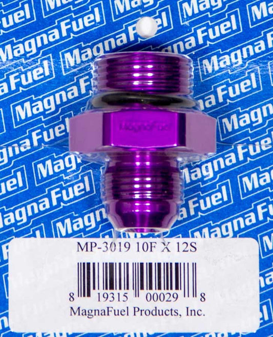 Magnafuel/Magnaflow Fuel Systems Fitting - Adapter - Straight - 10 AN Male to 12 AN Male O-Ring - Aluminum - Purple