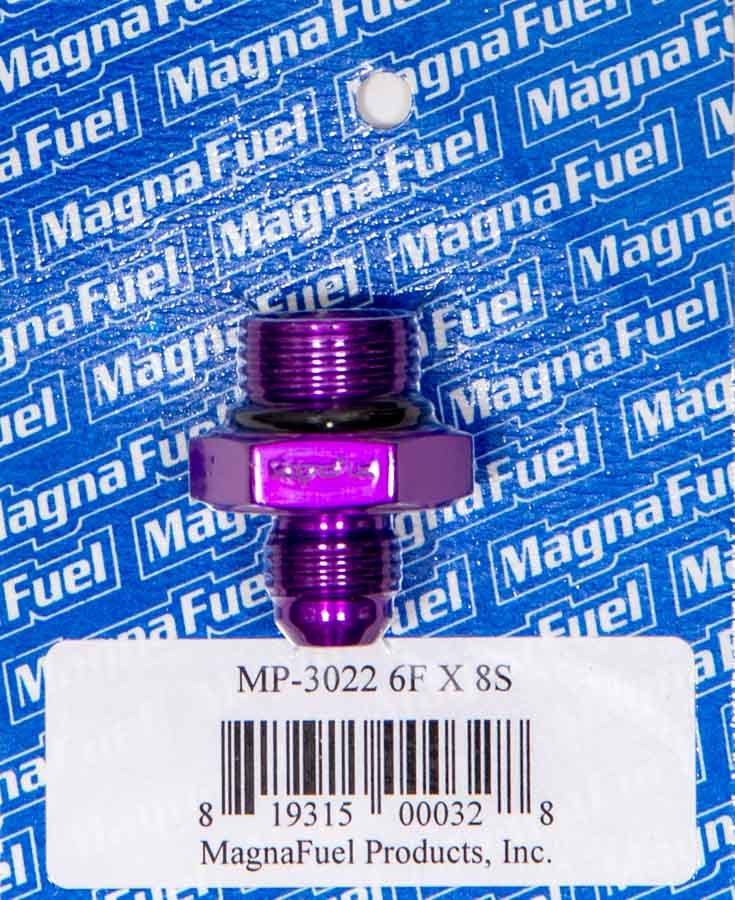 Magnafuel/Magnaflow Fuel Systems Fitting - Adapter - Straight - 6 AN Male to 8 AN Male O-Ring - Aluminum - Purple