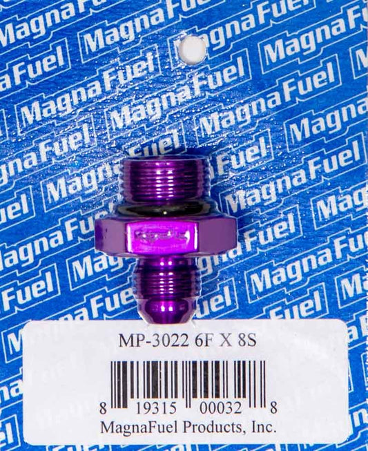 Magnafuel/Magnaflow Fuel Systems Fitting - Adapter - Straight - 6 AN Male to 8 AN Male O-Ring - Aluminum - Purple