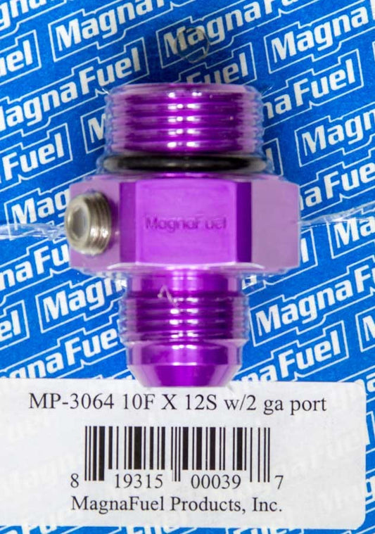 Magnafuel/Magnaflow Fuel Systems Fitting - Gauge Adapter - Straight - 10 AN Male to 12 AN Male O-Ring - Two 1/8 in NPT