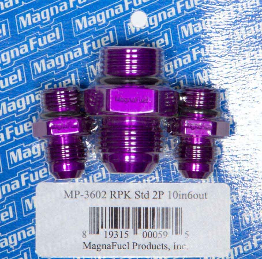 Magnafuel/Magnaflow Fuel Systems Regulator Fitting Kit - Straight - One 10 AN Male to 10 AN Male O-Ring - Two 6 AN