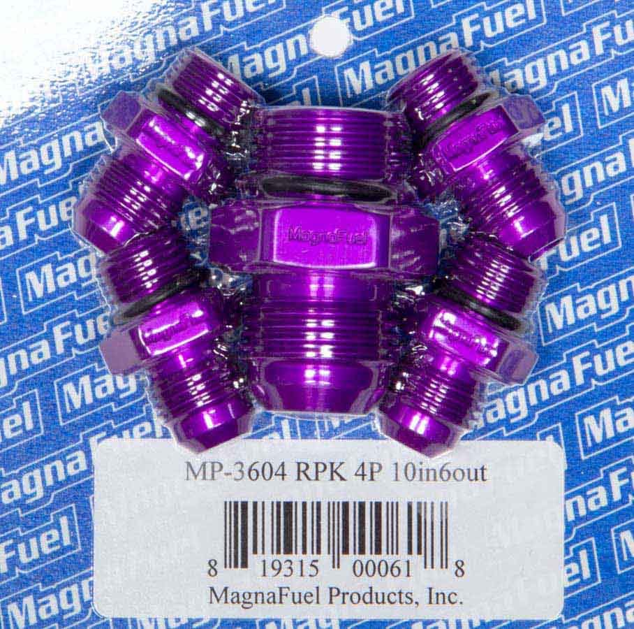 Magnafuel/Magnaflow Fuel Systems Regulator Fitting Kit - Straight - One 10 AN Male to 10 AN Male O-Ring - Four 6 AN