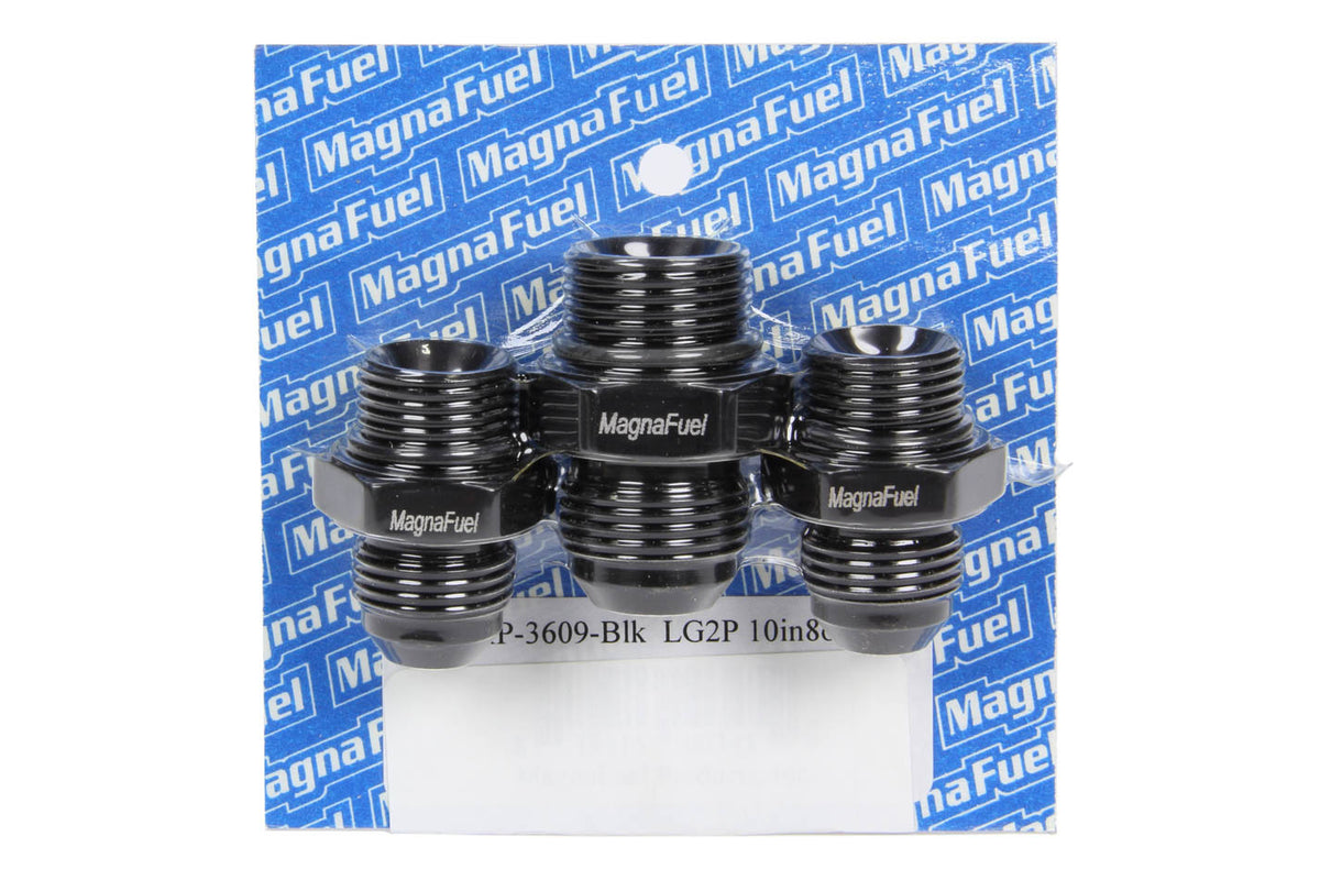 Magnafuel/Magnaflow Fuel Systems Regulator Fitting Kit - Straight - One 10 AN Male to 10 AN Male O-Ring - Two 8 AN