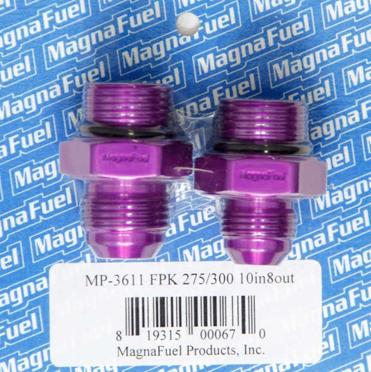 Magnafuel/Magnaflow Fuel Systems Fuel Pump Fitting Kit - One 10 AN Male Fitting - One 8 AN Male Fitting - Aluminum -