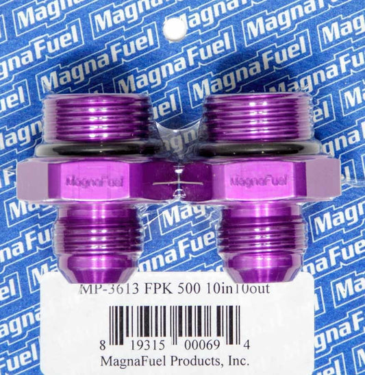 Magnafuel/Magnaflow Fuel Systems Fuel Pump Fitting Kit - Two 10 AN Male to 12 AN O-Ring Male Fittings - Aluminum -