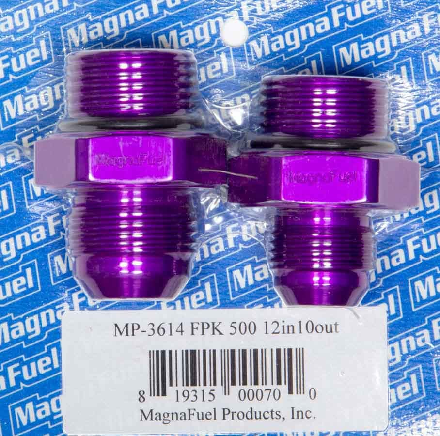 Magnafuel/Magnaflow Fuel Systems Fuel Pump Fitting Kit - One 12 AN Male Fitting - One 10 AN Male Fitting - Aluminum -