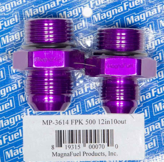 Magnafuel/Magnaflow Fuel Systems Fuel Pump Fitting Kit - One 12 AN Male Fitting - One 10 AN Male Fitting - Aluminum -