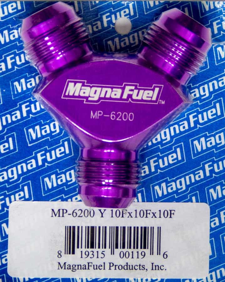 Magnafuel/Magnaflow Fuel Systems Fitting - Y Block - 10 AN Male Inlet - Dual 10 AN Male Outlets - Aluminum - Purple