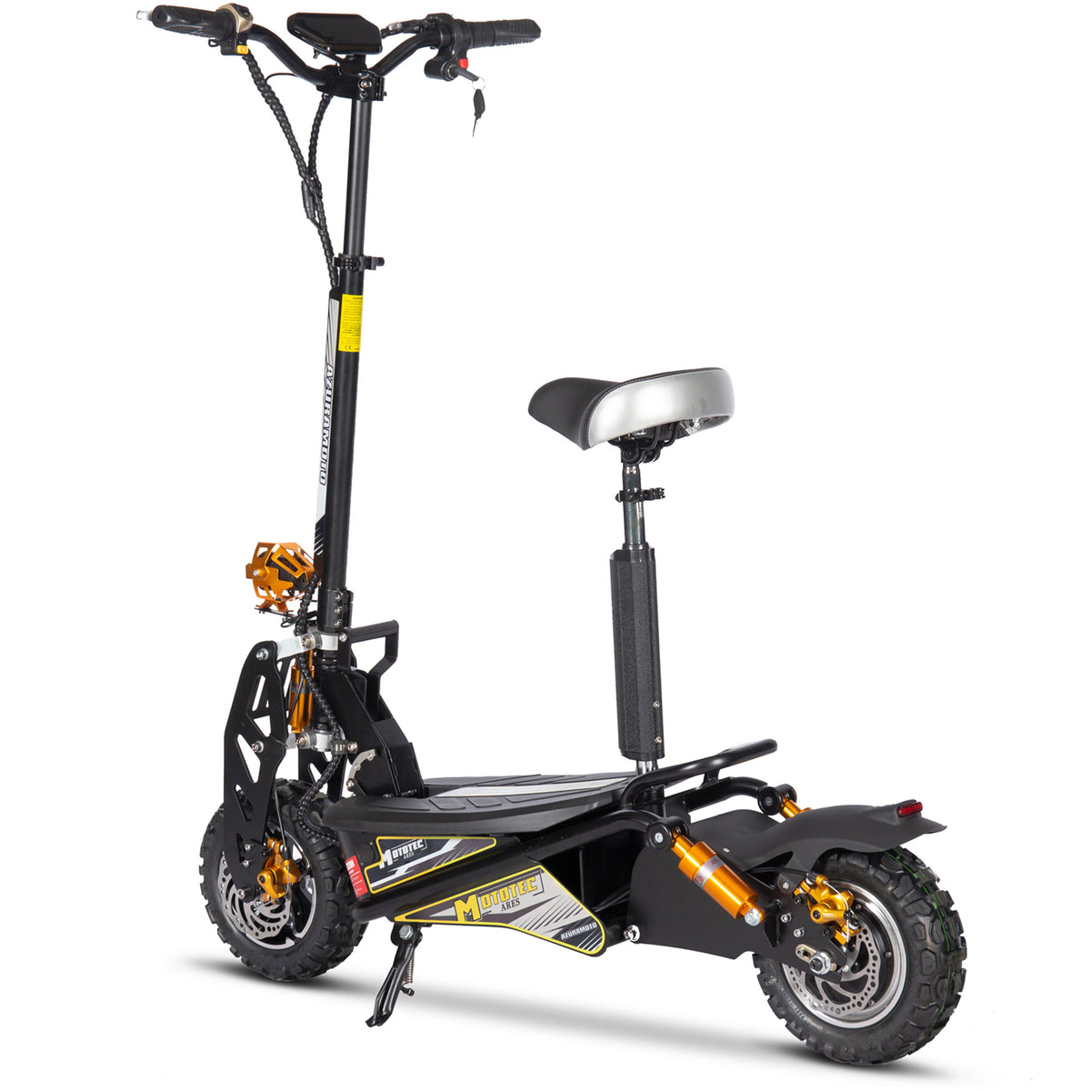 MotoTec Ares 48V 1600W Electric Scooter Black - view 3