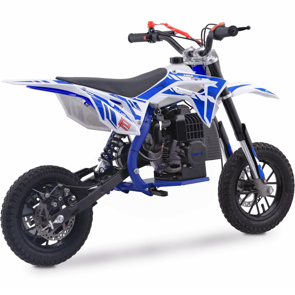 MotoTec Villain 52cc 2-Stroke Kids Gas Dirt Bike Blue - view 3