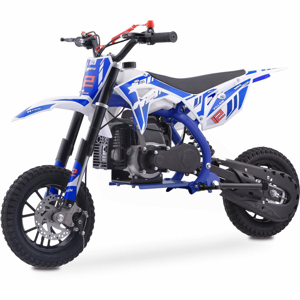 MotoTec Villain 52cc 2-Stroke Kids Gas Dirt Bike Blue - view 4