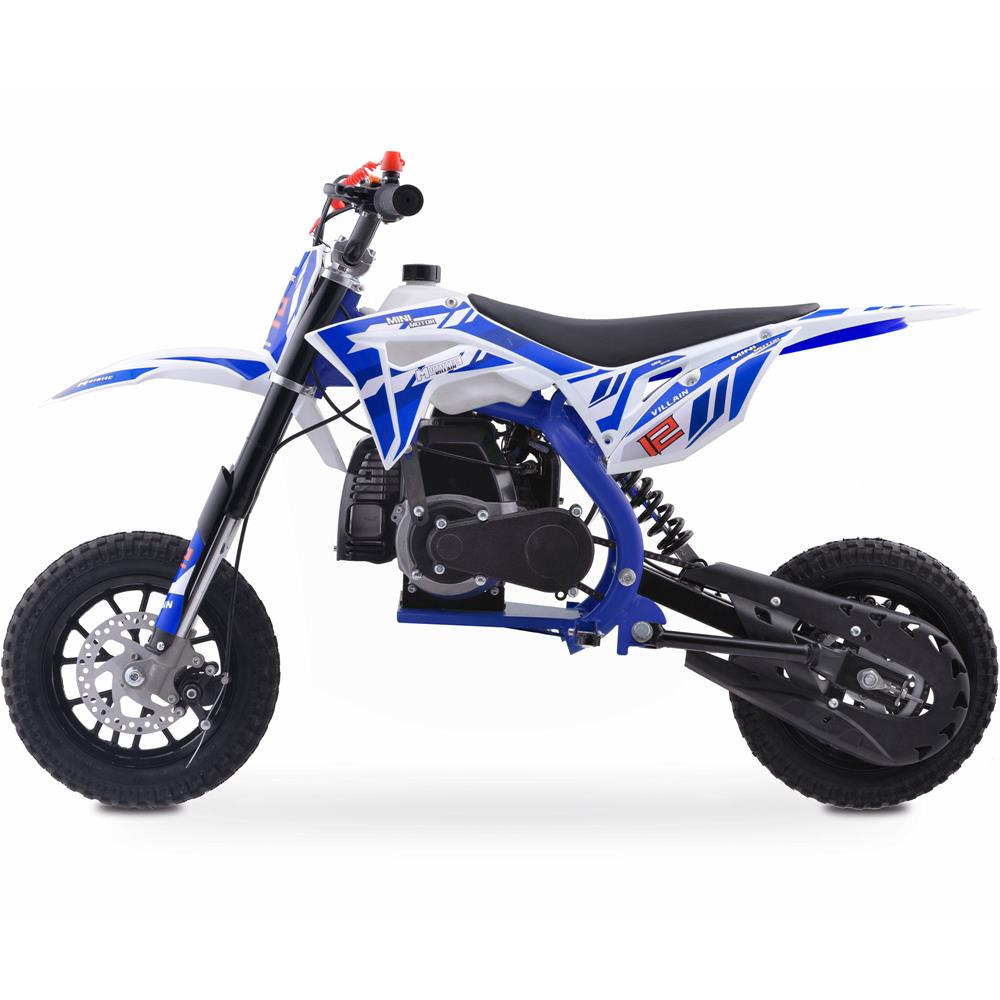 MotoTec Villain 52cc 2-Stroke Kids Gas Dirt Bike Blue - view 6