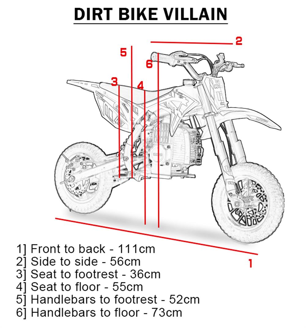 MotoTec Villain 52cc 2-Stroke Kids Gas Dirt Bike Red - view 7