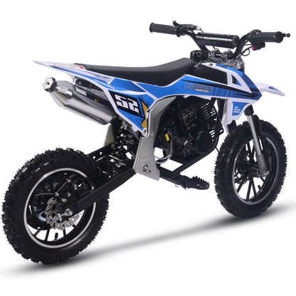 MotoTec Warrior 52cc 2-Stroke Kids Gas Dirt Bike Blue - view 3