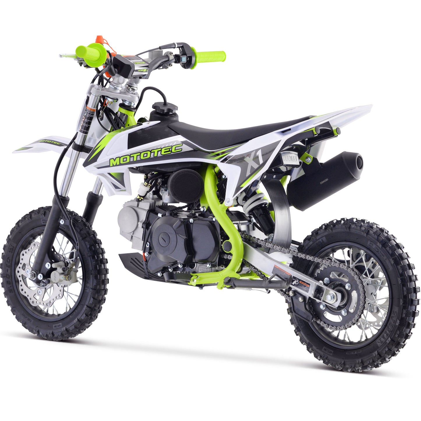 MotoTec X1 110cc 4-Stroke Gas Dirt Bike Green - view 3
