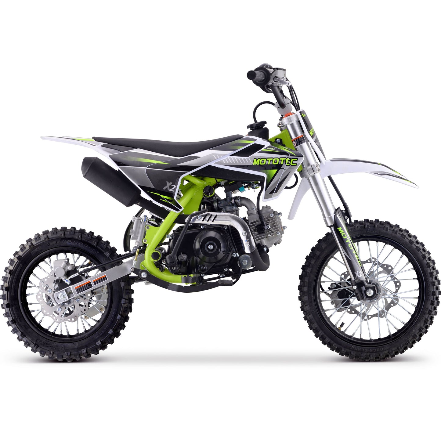 MotoTec X2 110cc 4-Stroke Gas Dirt Bike Green - view 3