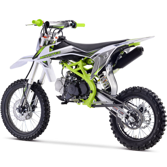 MotoTec X3 125cc 4-Stroke Gas Dirt Bike Green - view 2