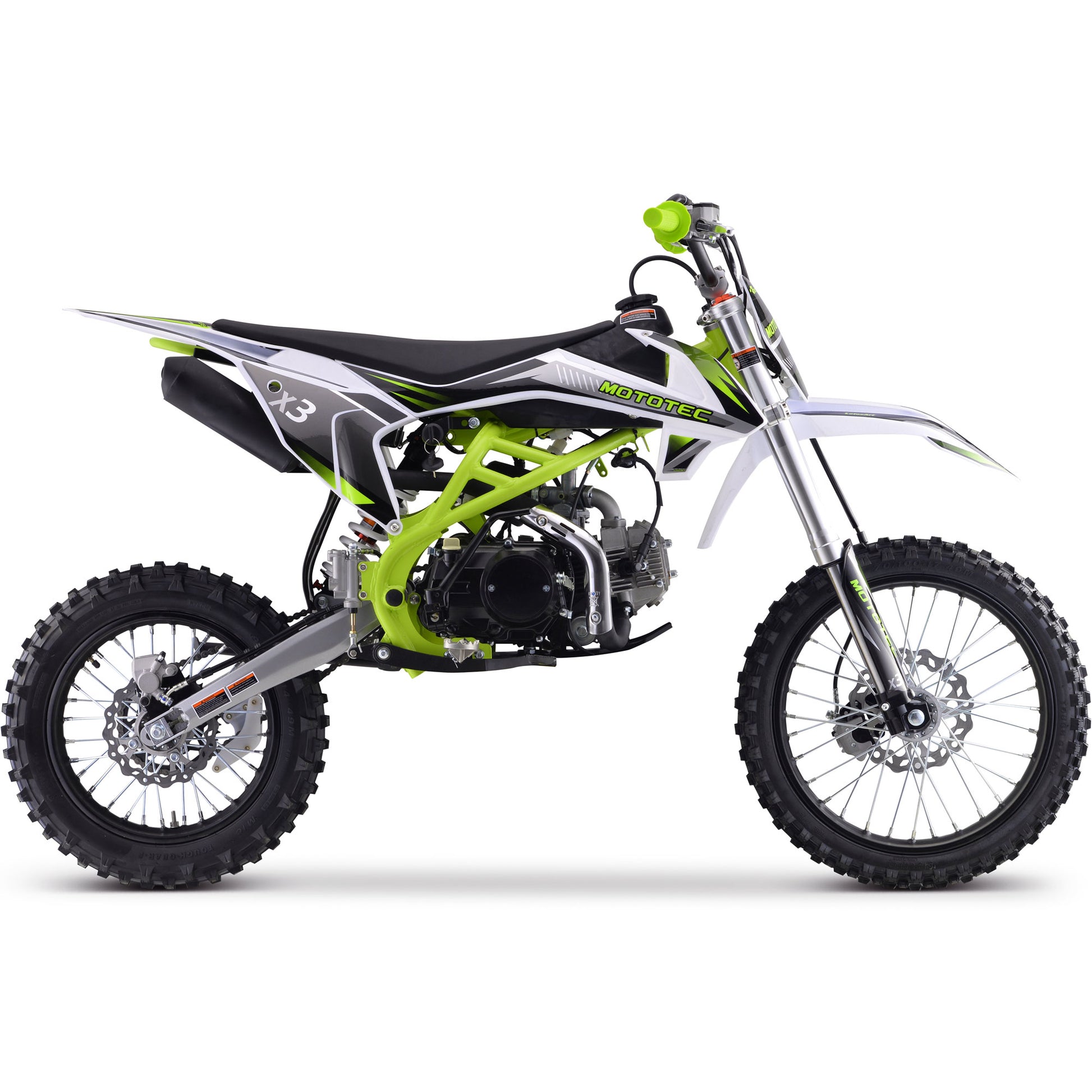MotoTec X3 125cc 4-Stroke Gas Dirt Bike Green - view 3