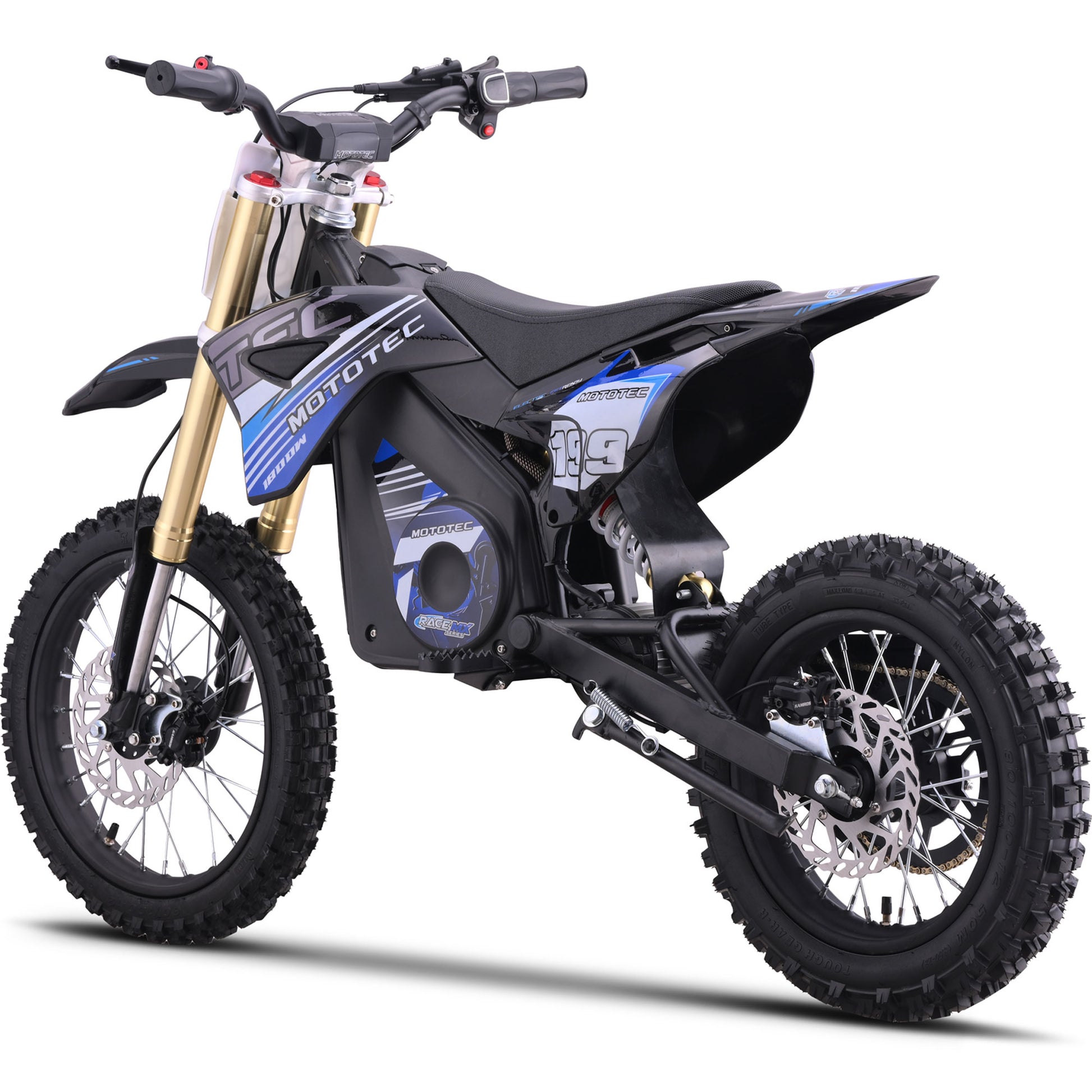 MotoTec 48V 1800W Pro Electric Dirt Bike Lithium Blue - view 3