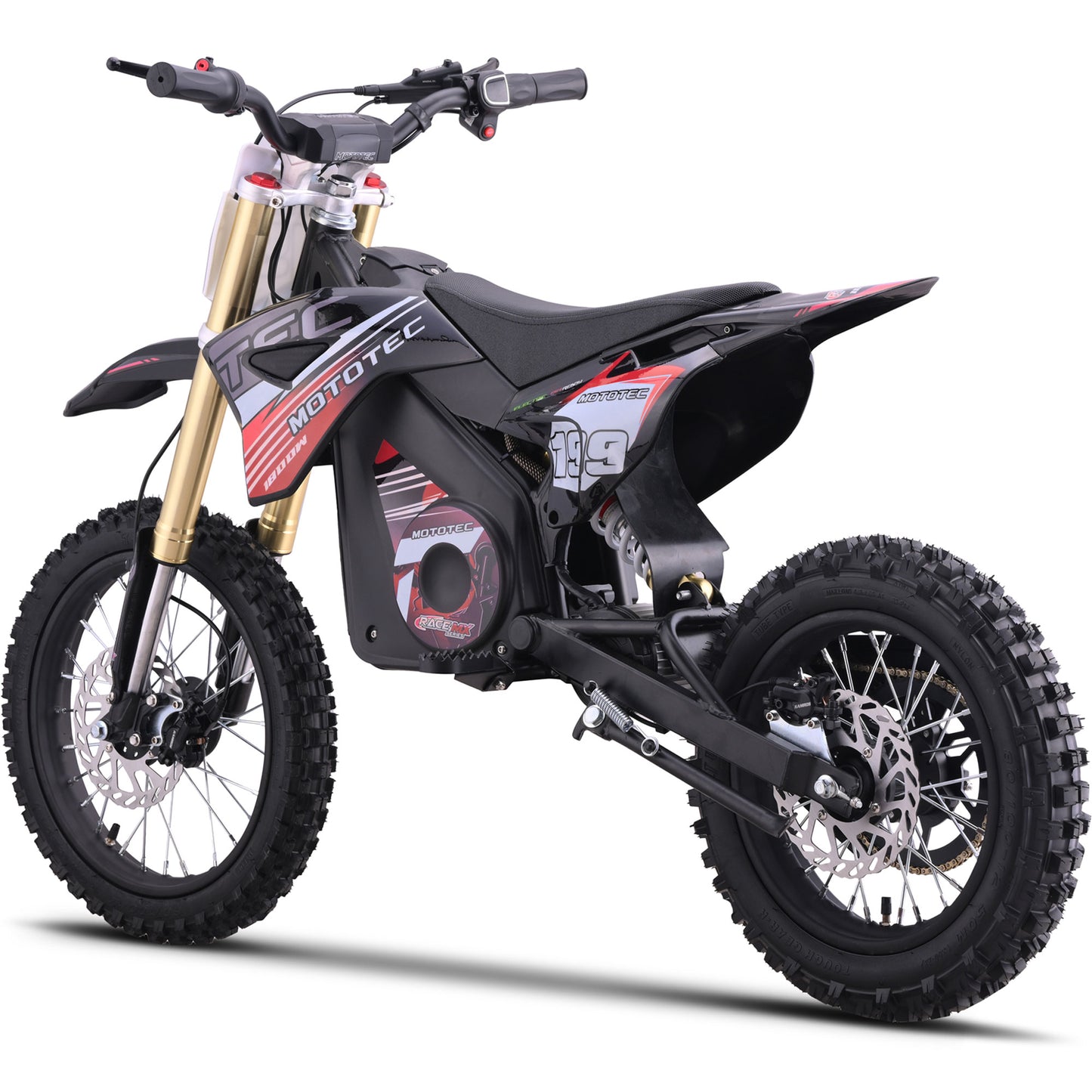 MotoTec 48V 1800W Pro Electric Dirt Bike Lithium Red - view 3