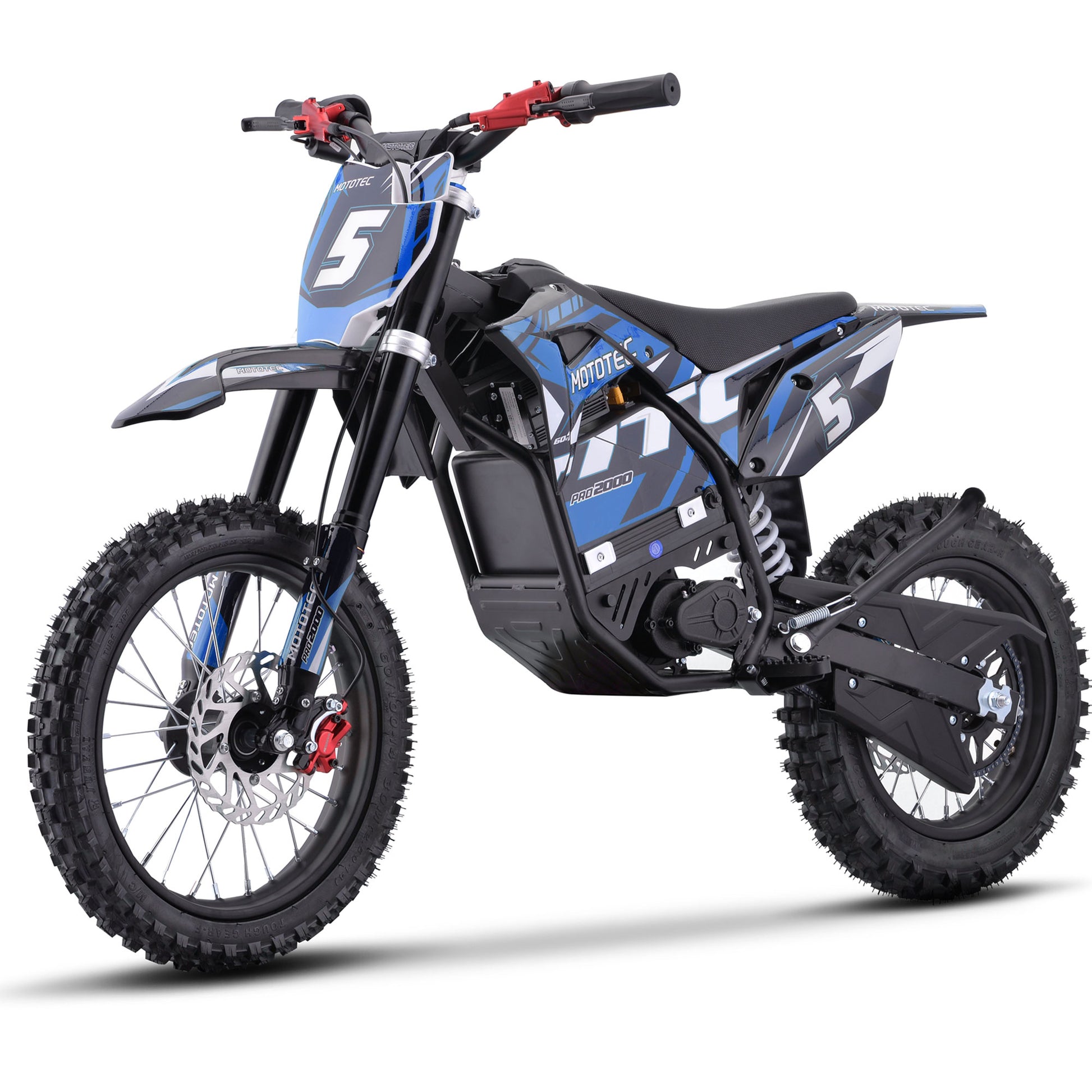 MotoTec 60V 2000W Pro Electric Dirt Bike Lithium Blue - view 6