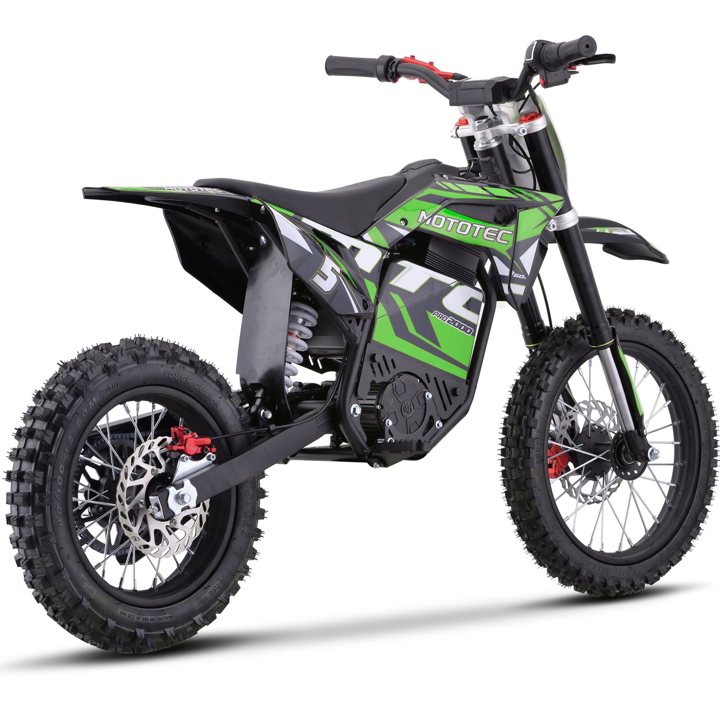 MotoTec 60V 2000W Pro Electric Dirt Bike Lithium Green - view 3