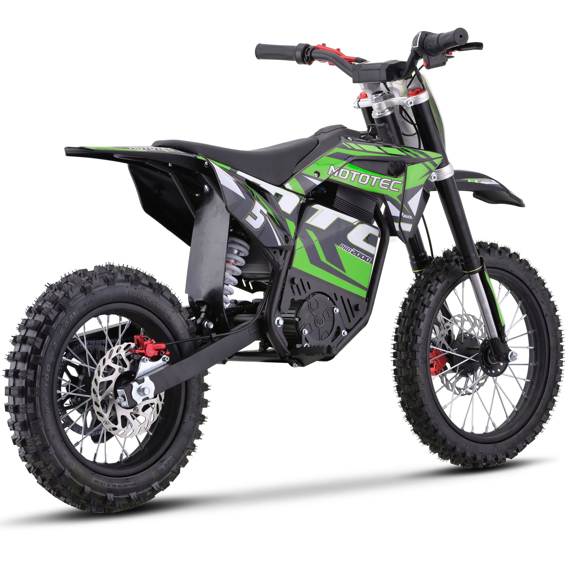 MotoTec 60V 2000W Pro Electric Dirt Bike Lithium Green - view 3