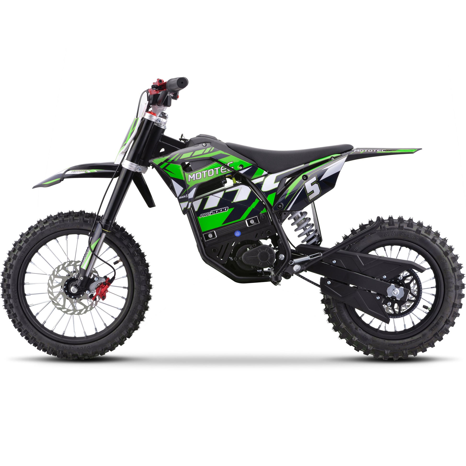 MotoTec 60V 2000W Pro Electric Dirt Bike Lithium Green - view 4