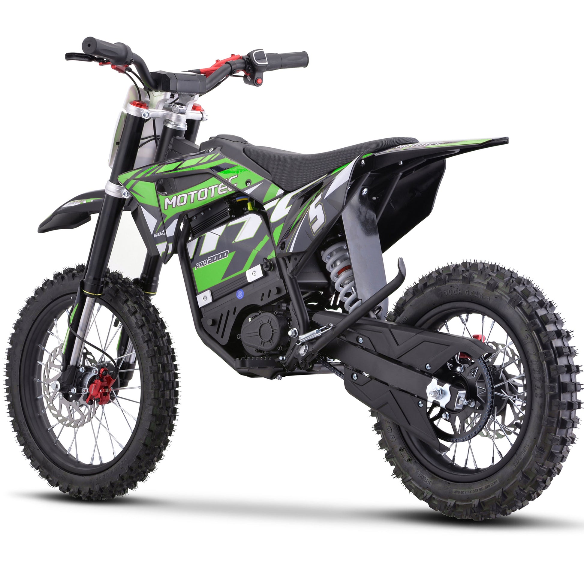 MotoTec 60V 2000W Pro Electric Dirt Bike Lithium Green - view 6