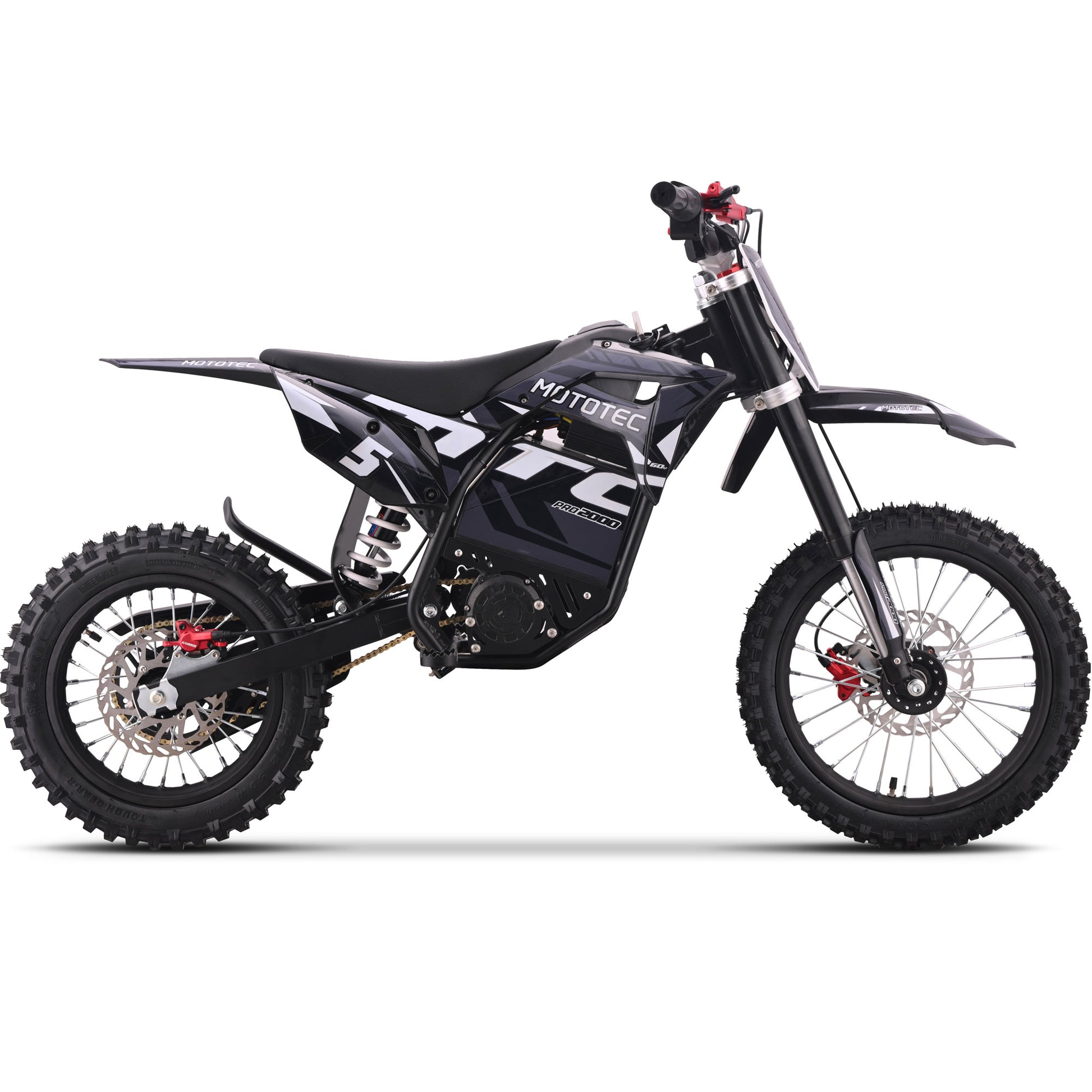 MotoTec 60V 2000W Pro Electric Dirt Bike Lithium Grey - view 2