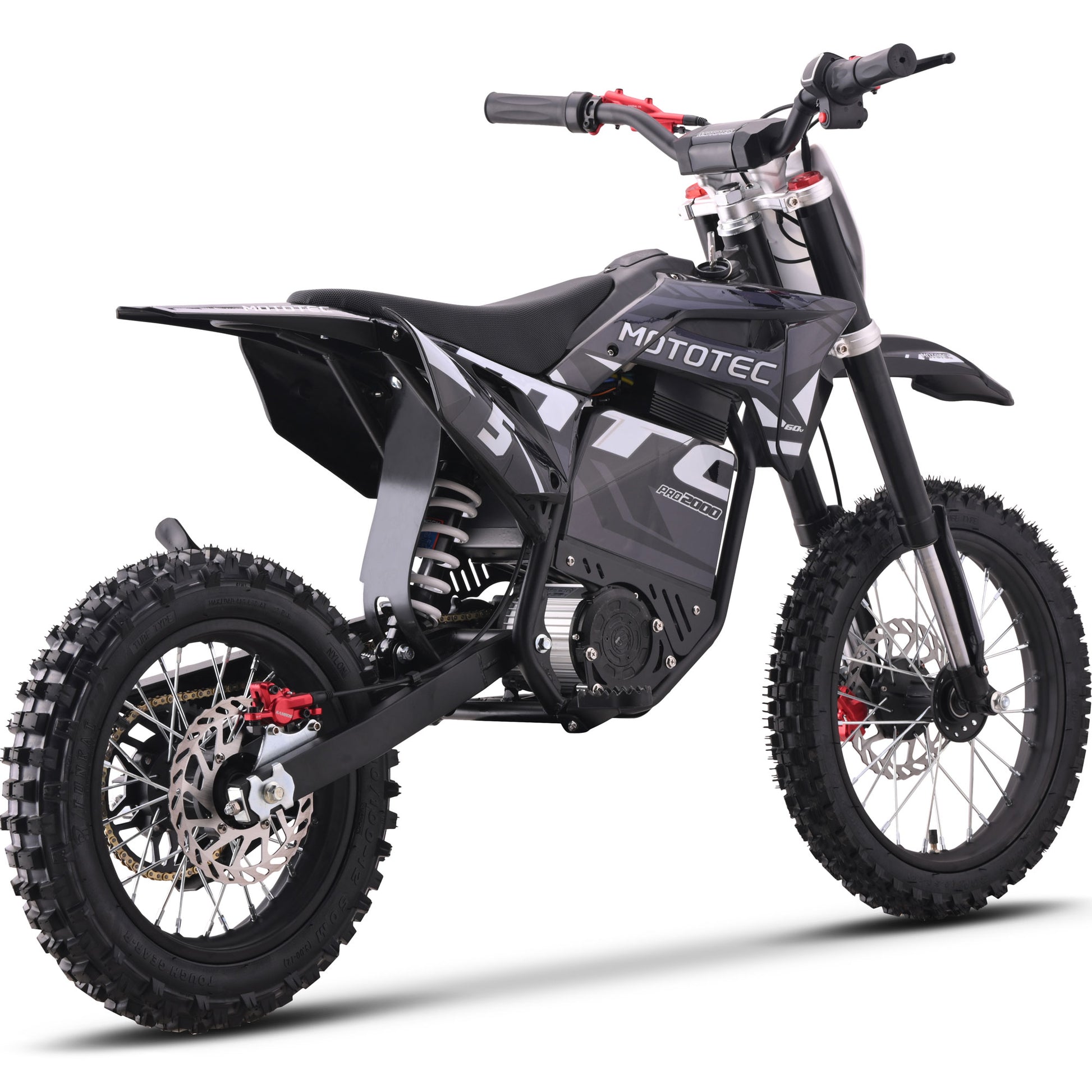 MotoTec 60V 2000W Pro Electric Dirt Bike Lithium Grey - view 3