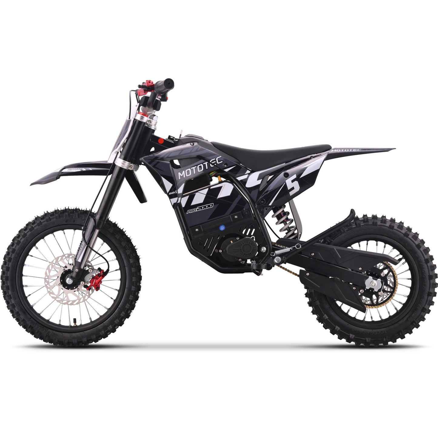 MotoTec 60V 2000W Pro Electric Dirt Bike Lithium Grey - view 4