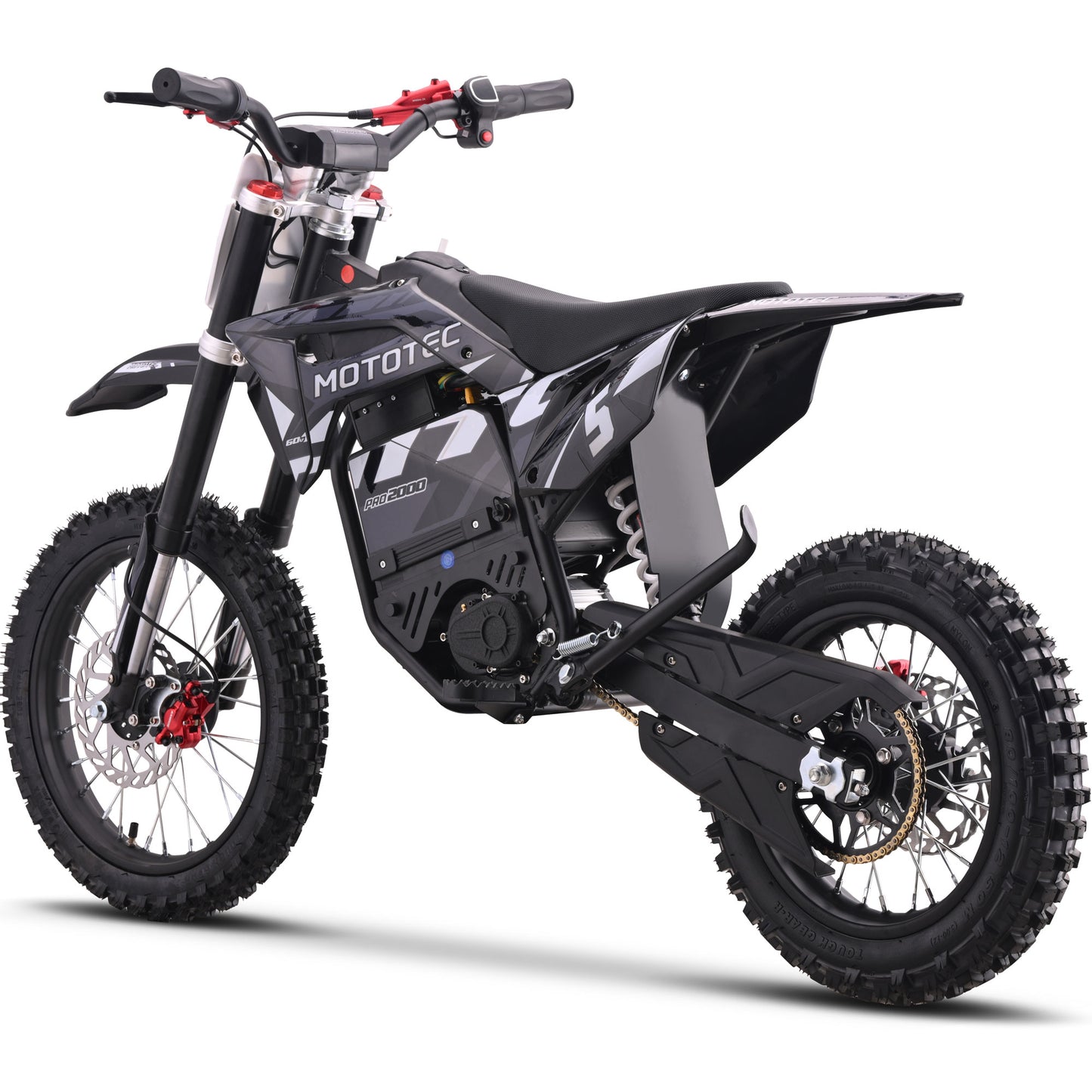MotoTec 60V 2000W Pro Electric Dirt Bike Lithium Grey - view 6